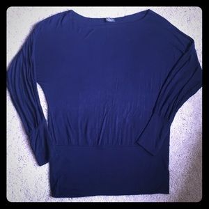Navy viscose long sleeve top
